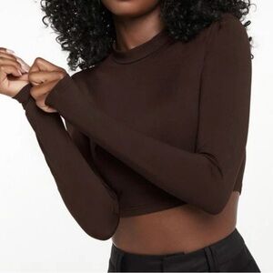 Aritzia Brown Long Sleeve Crop Top